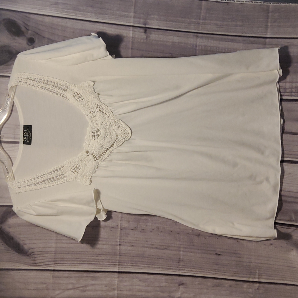 Tryst boho white loose fit tee XL